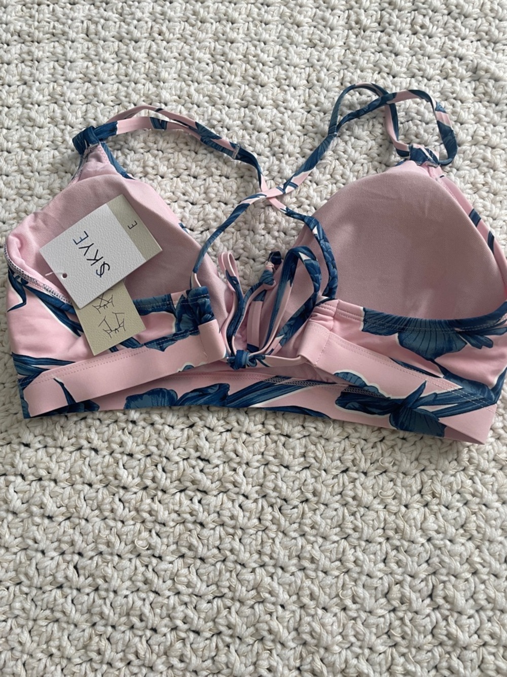 Skye Swimwear Pink Bikini Top with Blue Floral Print - Picture 2 of 4